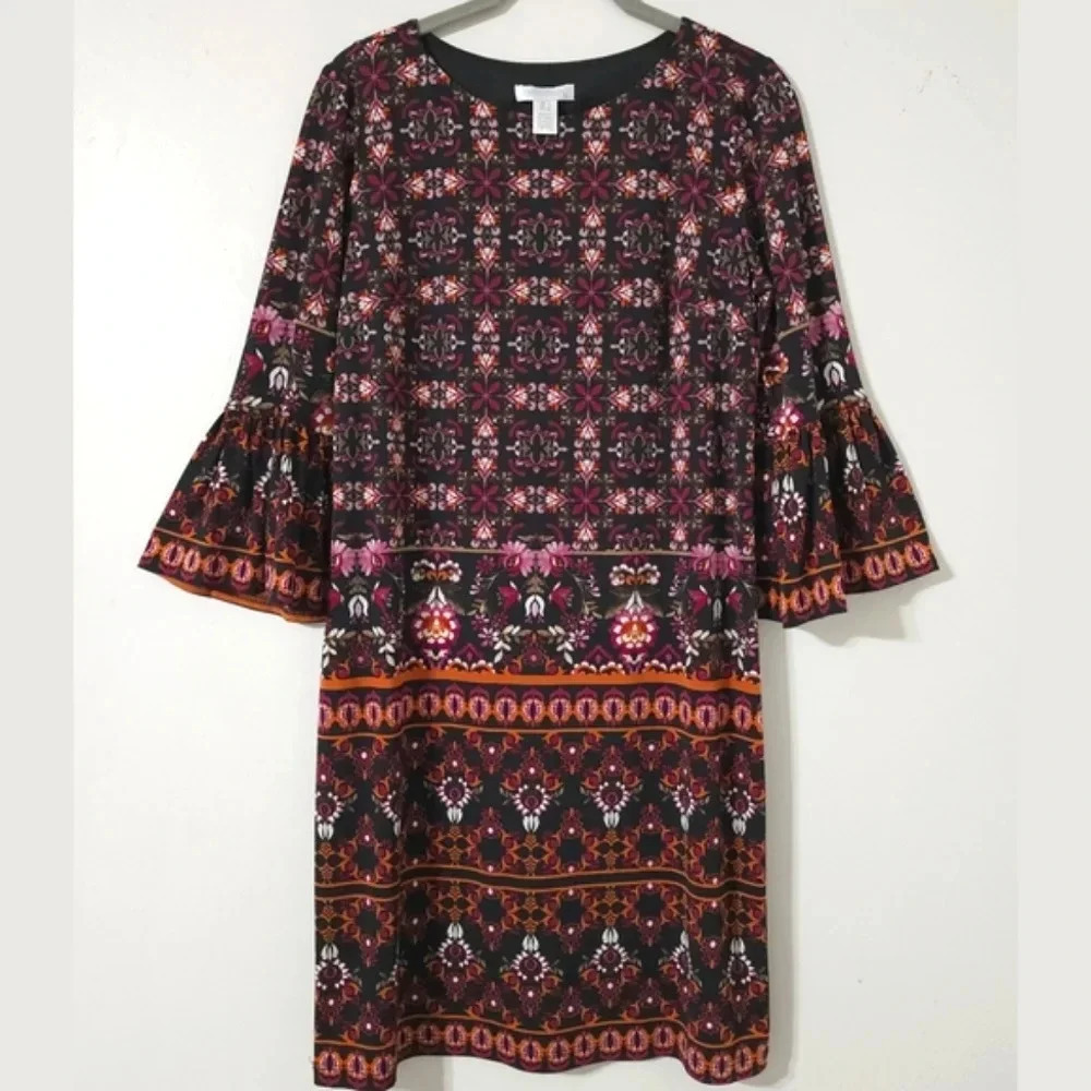 ✨️4/$20 Women's Boho Bell Sleeve Shift Dress – Resort Vacation Evening Style - Picture 3 of 14